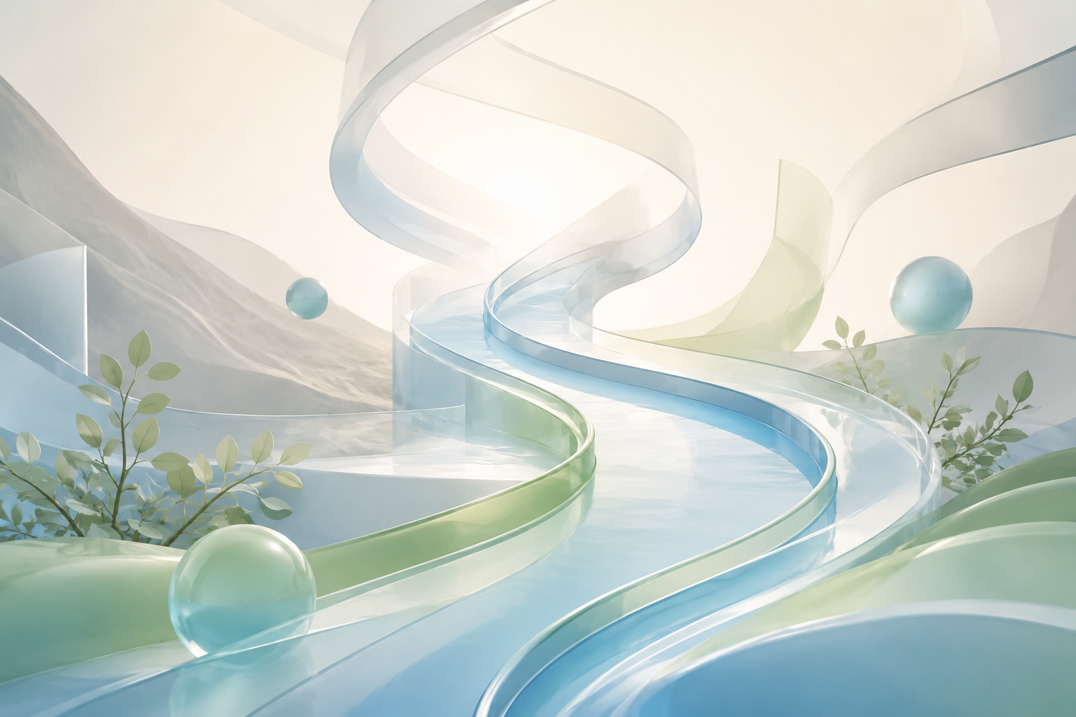 A calm abstract pathway representing progress in care